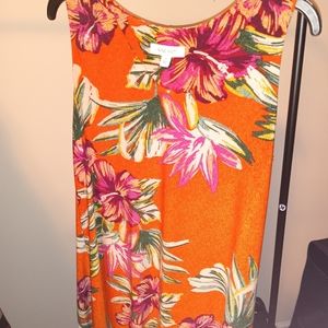 Nine West Floral Aztec Orange Sleeveless Dress